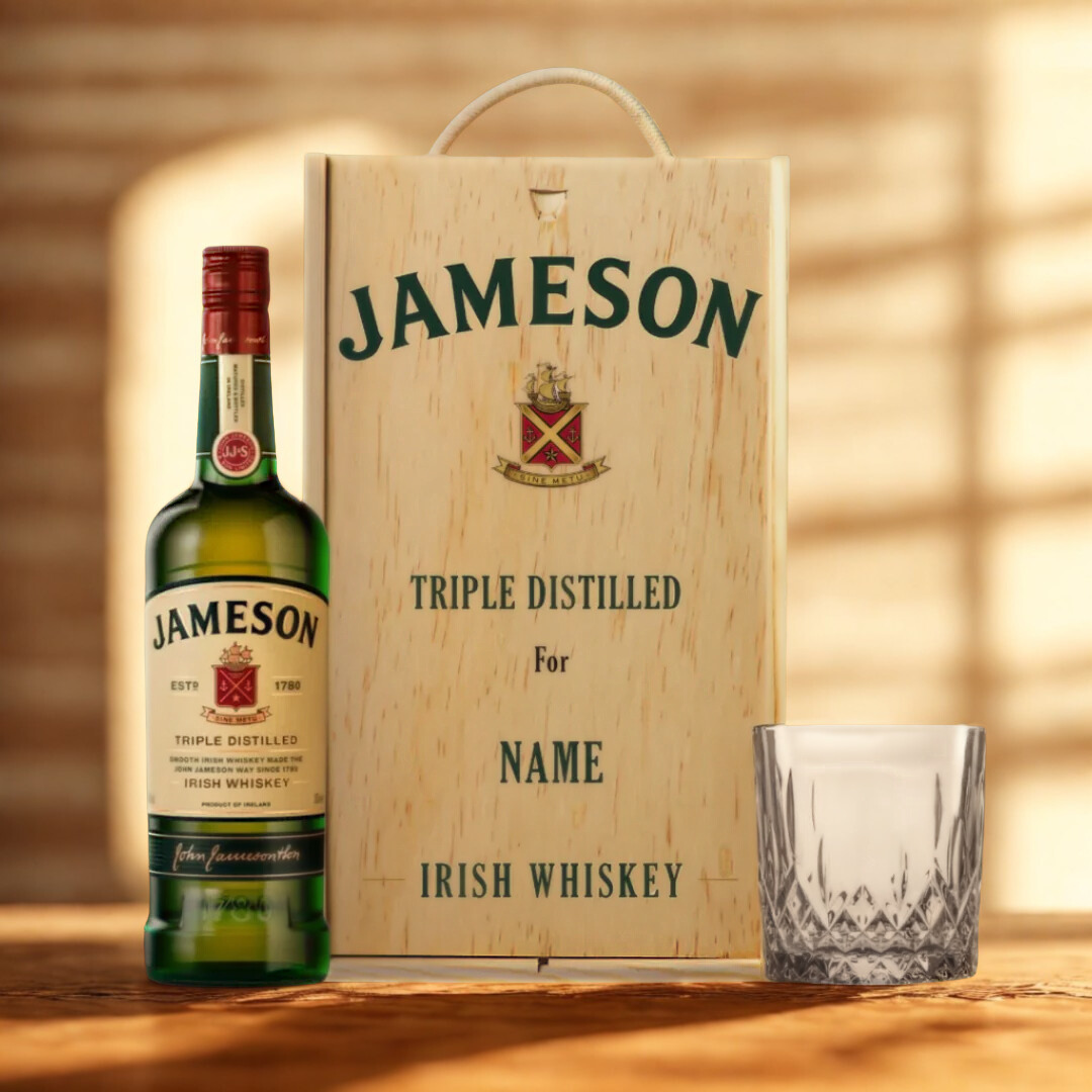 Personalised Jameson Triple Distilled Irish Whiskey Gift Set with Glass