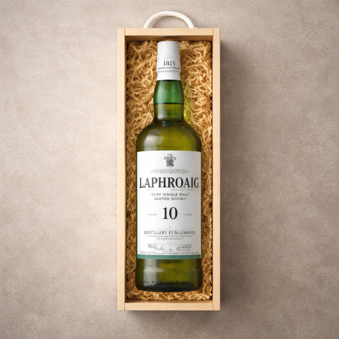 Personalised Laphroaig 10 Year Old Single Malt Scotch Whiskey Gift Set - 70cl (40% ABV)