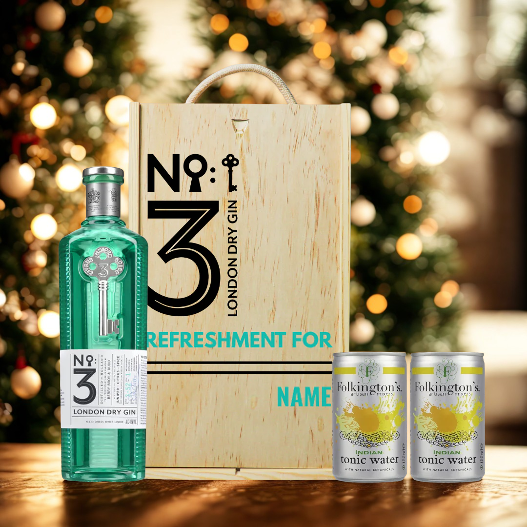 Personalised No.3 London Dry Gin in Wooden Box Gift Set - 70cl (46% ABV)
