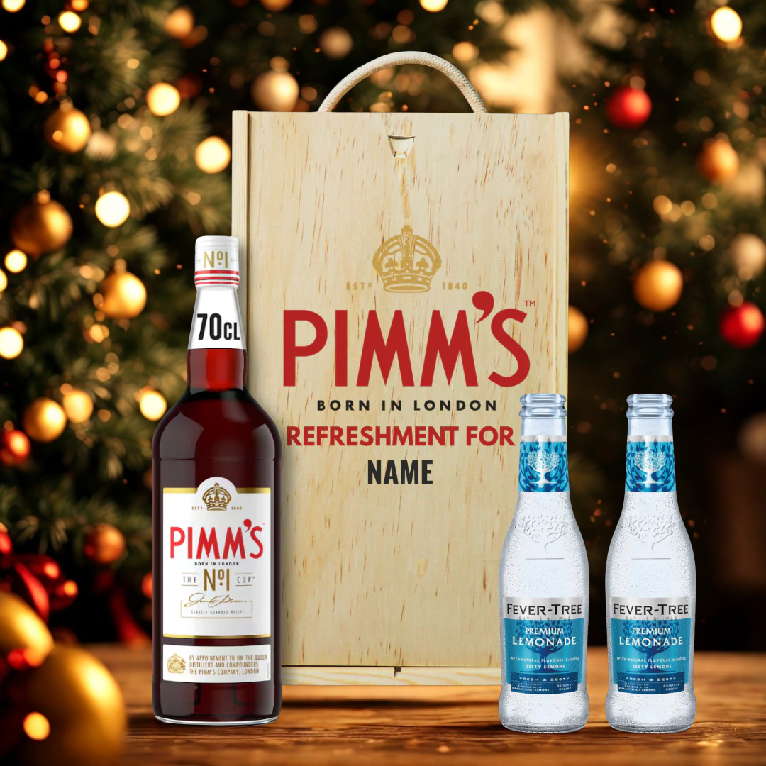 Personalised Pimm&#39;s No.1 Cup Liqueur with Fever Tree Lemonade Gift Set - 70cl (25% ABV)