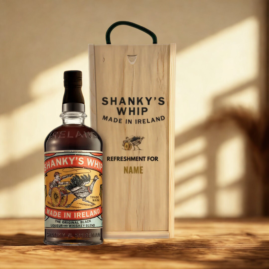 Personalised Shanky's Whip Black Irish Whisky Liqueur Gift Set - 70cl (33% ABV)