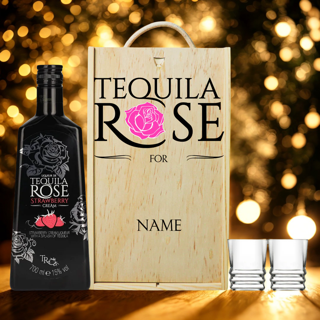 Personalised Tequila Rose Strawberry Liqueur Gift Set with Shot Glasses - 70cl