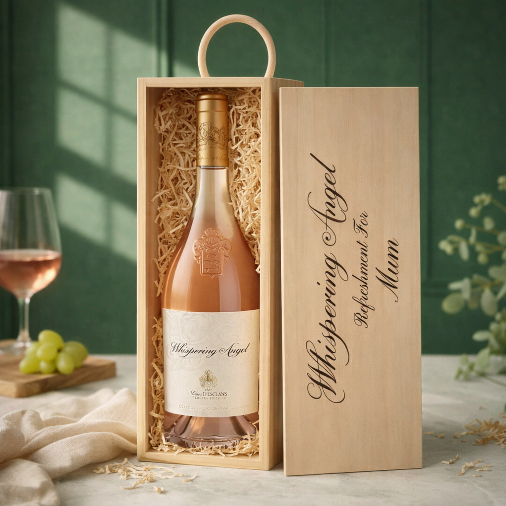 Personalised Whispering Angel Rose Wine Gift Set