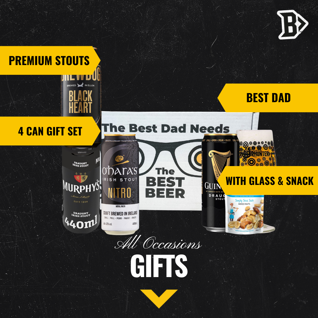 Stout Beer 'Best Dad' 4 Can Gift Pack with Glass