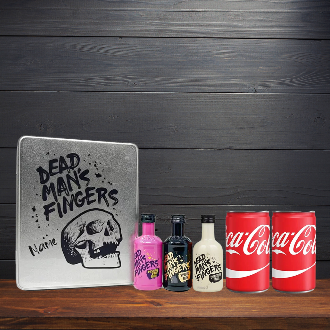 Personalised Dead Man's Fingers Spiced Rum Tin Gift Set with Cola