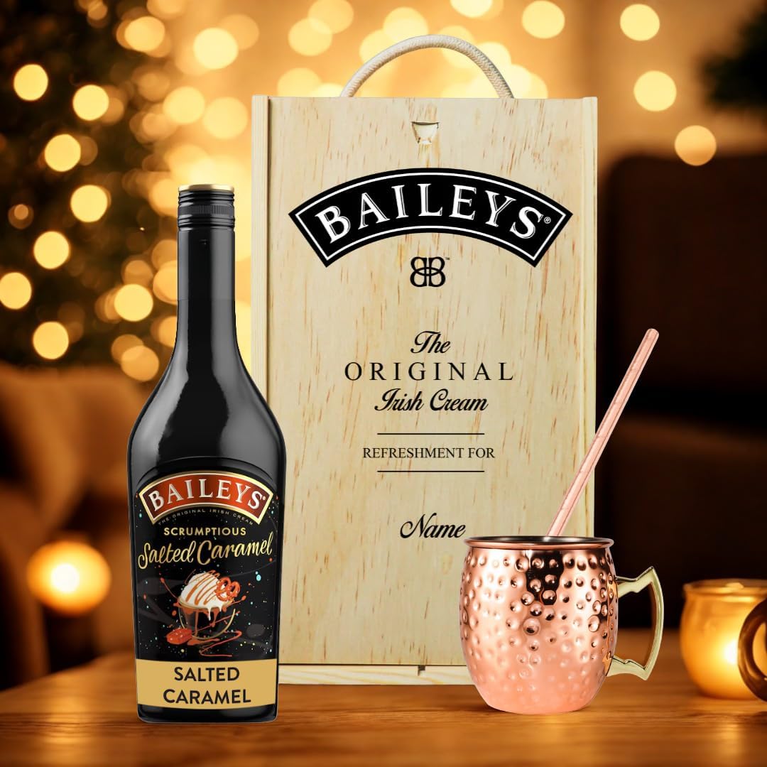 Personalised Baileys Salted Caramel Irish Cream Liqueur Gift Set with Copper Mug - 70cl