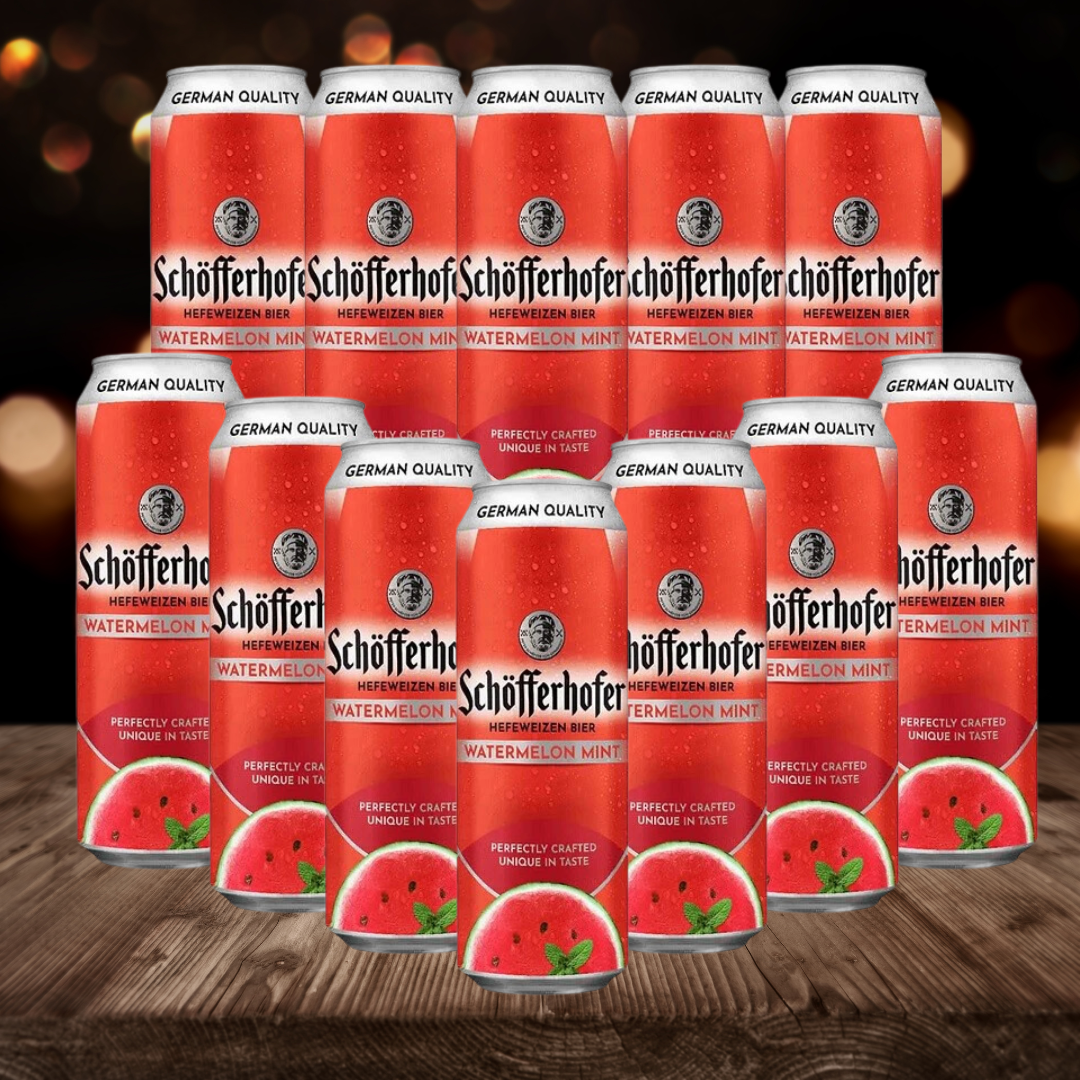 Schofferhofer Watermelon &amp; Mint German Wheat Beer Radler 500ml Cans - 2.5% ABV (12 Multipack)