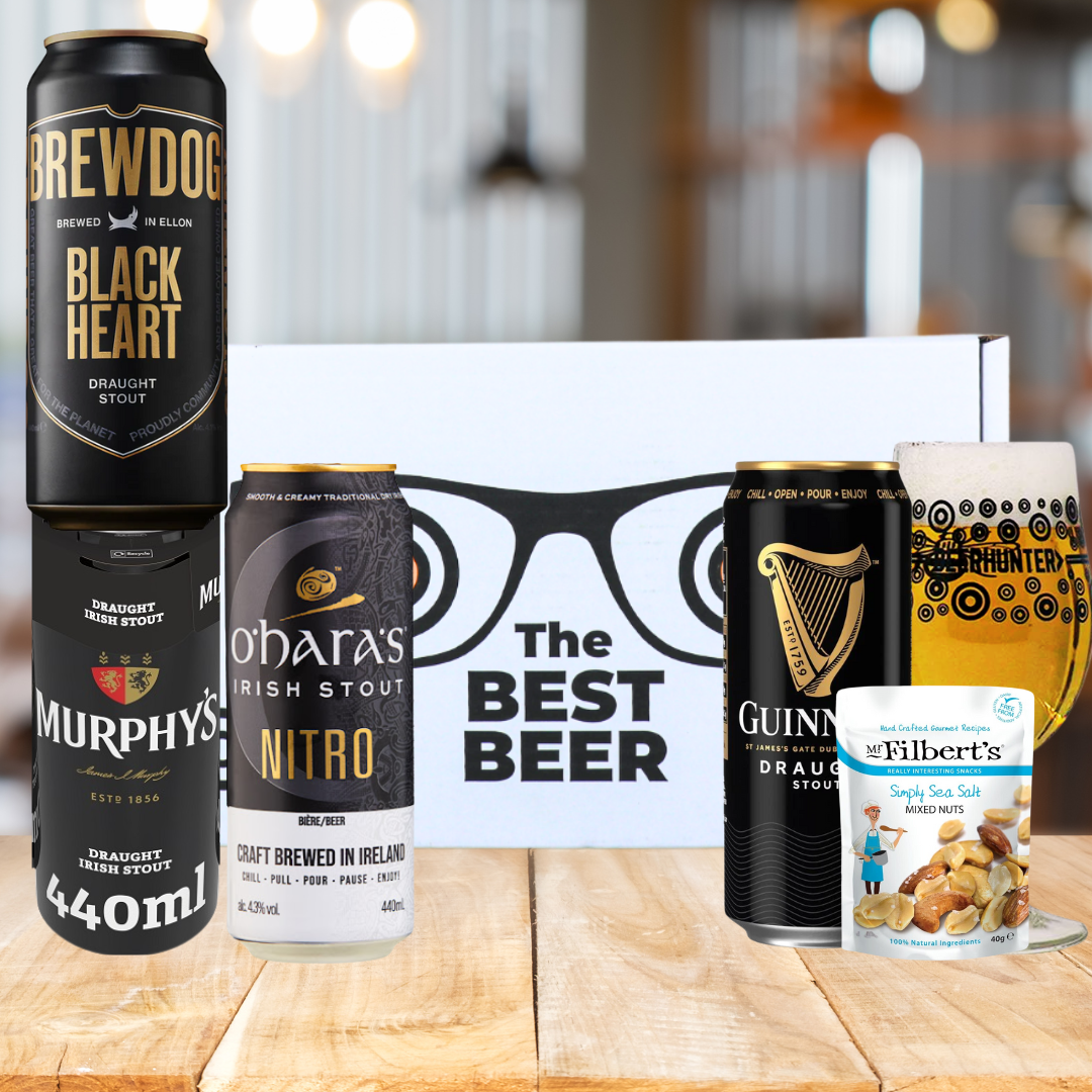 Stout Beer &#39;Best Beer&#39; 4 Can Gift Pack with Glass &amp; Snack