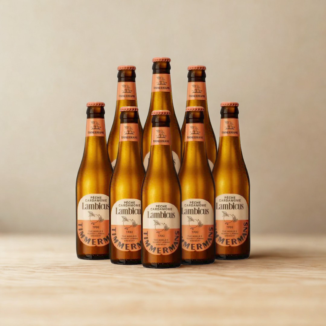 Timmermans Lambicus Pêche Cardamome Belgian Fruit Beer 330ml Bottles with Free Glass - 4.0% ABV (Multipack)