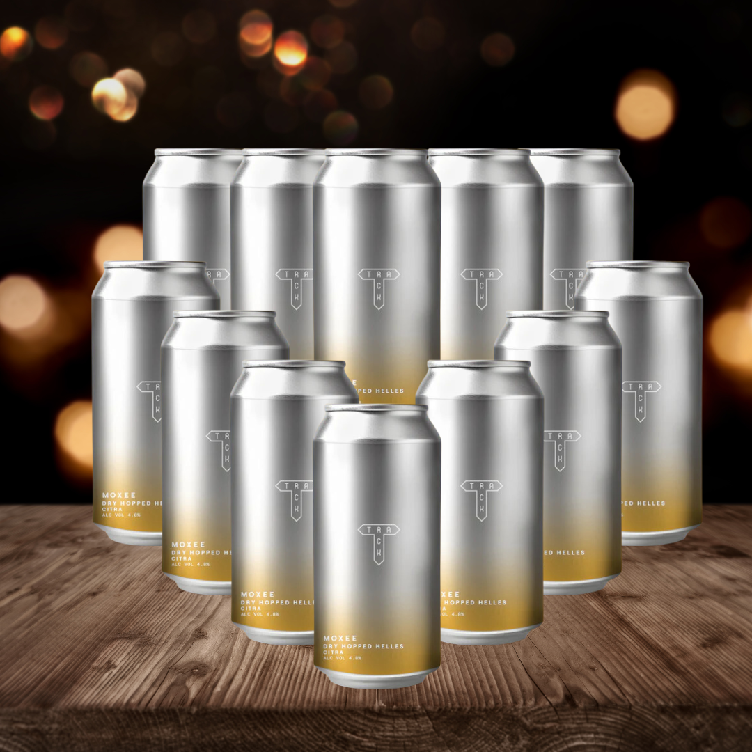 Track Brewing Moxee Dry Hopped Hells British Gluten Free Lager 440ml Cans - 4.8% ABV (12 Pack)