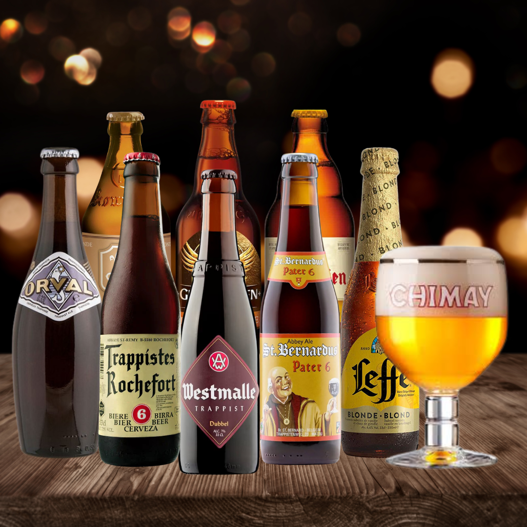 Trappist & Abbey Ales Mixed Beer Case With FREE CHIMAY GLASS (8 Pack)