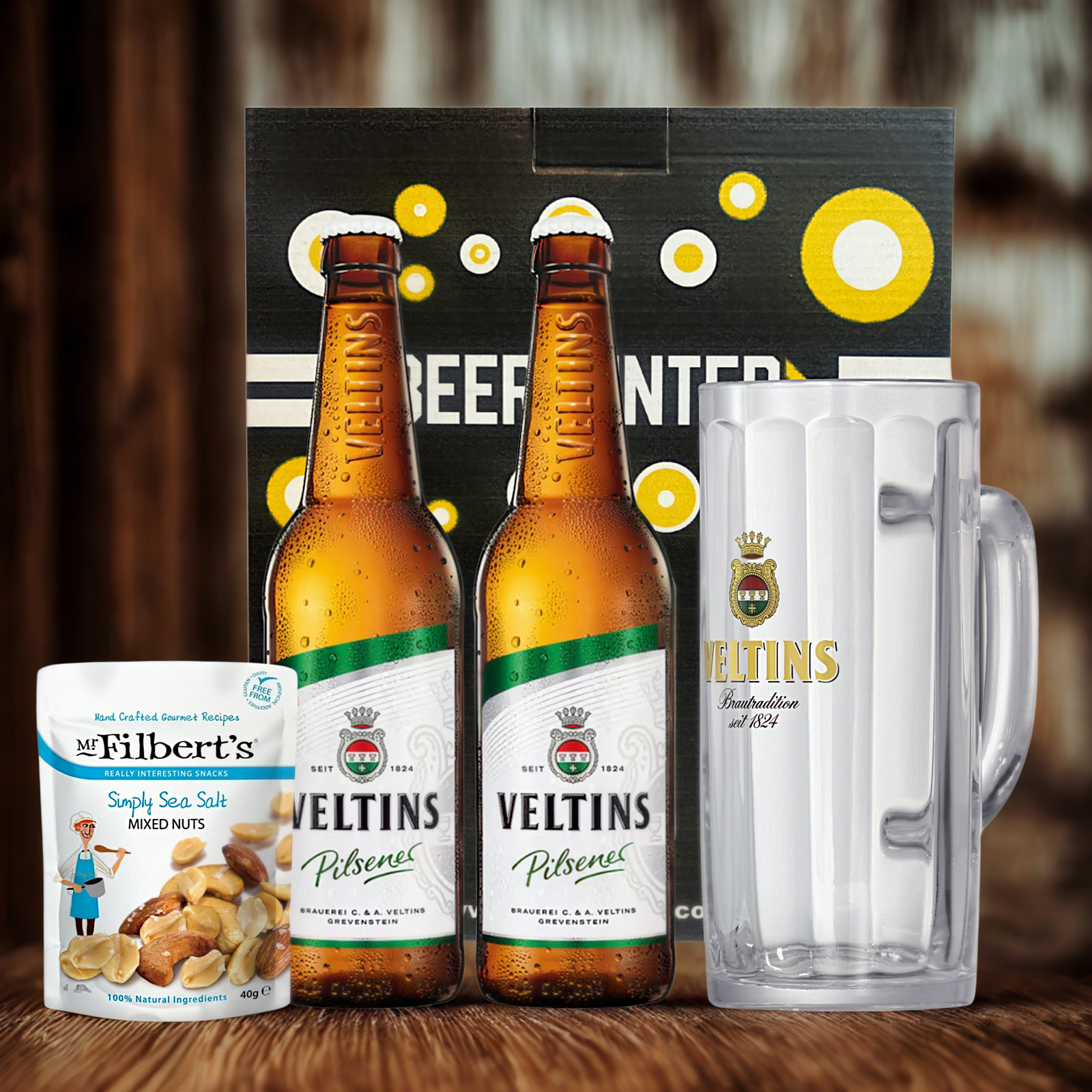 Veltins German Pilsener Gift Pack 500ml Bottles with Free Stein Glass – 4.8% ABV (2 Pack)