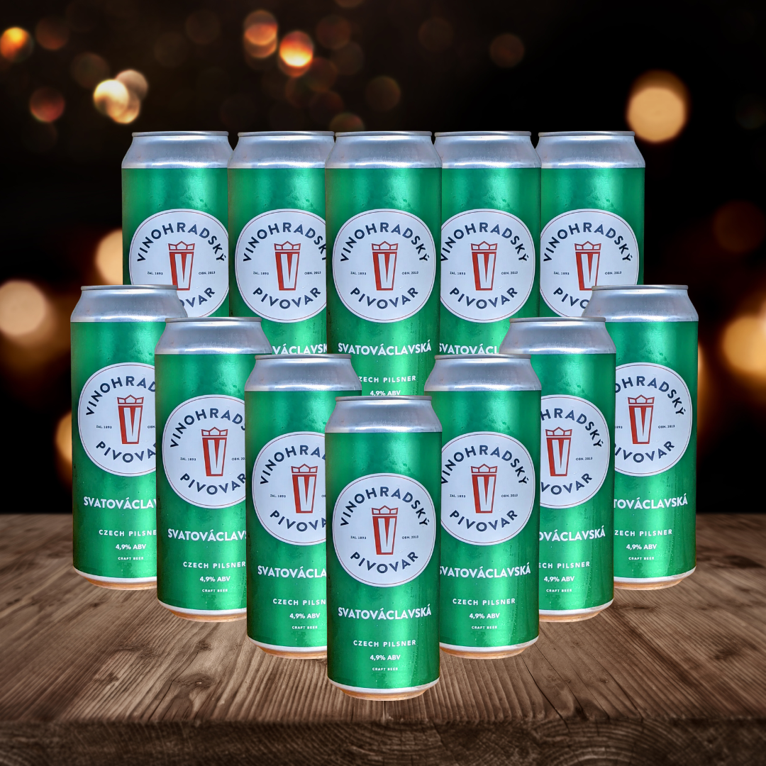 Vinohradsky Svatováclavska Fresh Hop Unfiltered Czech Lager 500ml Cans - 4.90% ABV (12 Pack)