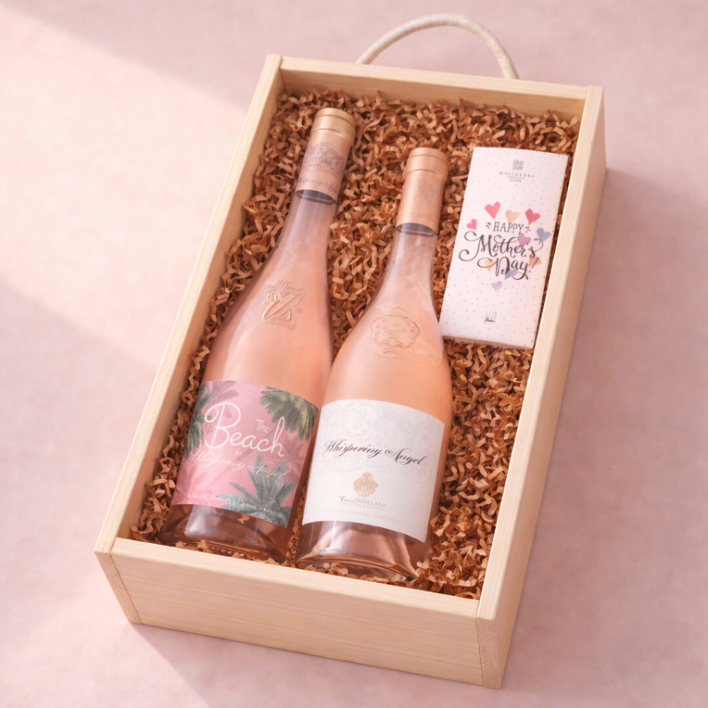 Mother’s Day Whispering Angel Rosé &amp; Beach Rosé Gift Set (75cl) &amp; Chocolate – Luxury Provence Rosé Gift for Mum