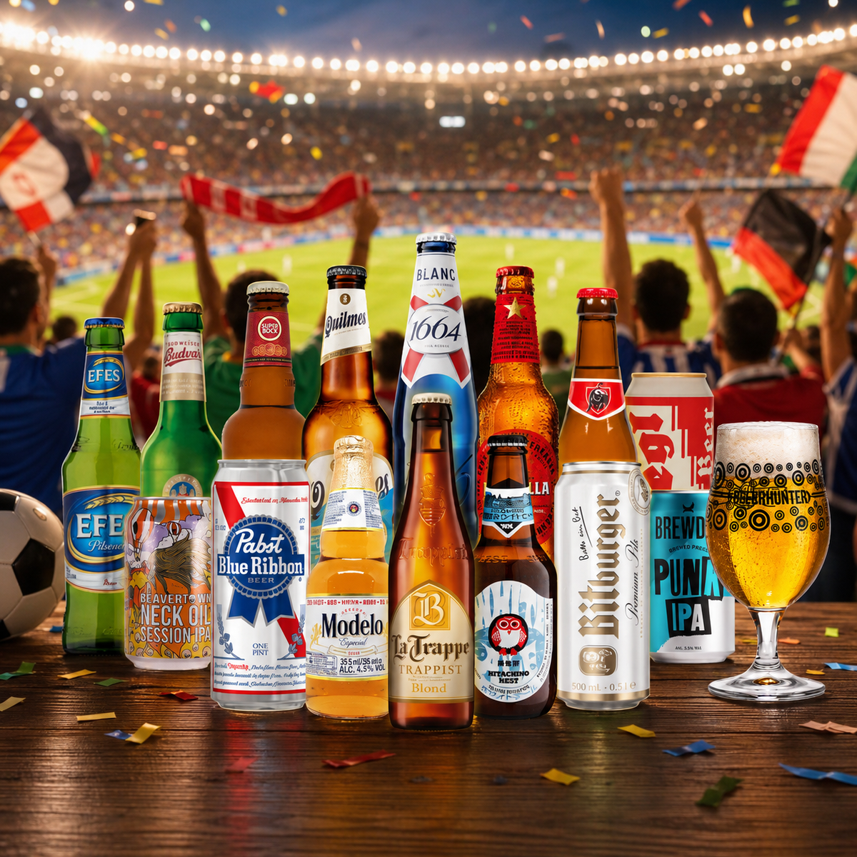 World Cup Beer Mixed Case – International Selection (15 Pack) With Free Glass