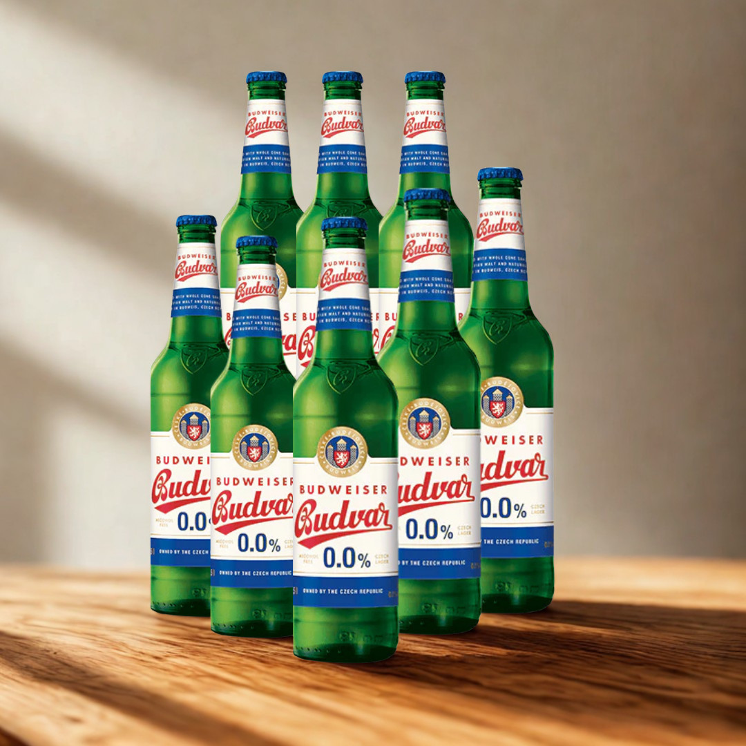 Budweiser Budvar 0.0% Alcohol Free Czech Lager 330ml Bottles - 0.0% ABV (Multipack)