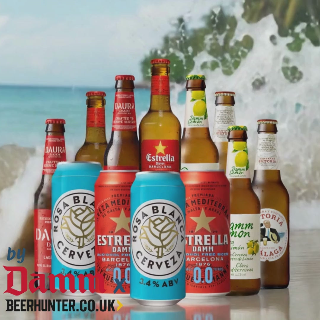 The Taste Of The Mediterranean Lager Mixed Case WITH FREE DAMM GLASS - 12 Pack